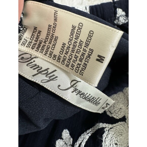 Simply Irresistible Dress Crinkle Gauze Embroidered On Off Shoulder Blue M EUC - Picture 7 of 9